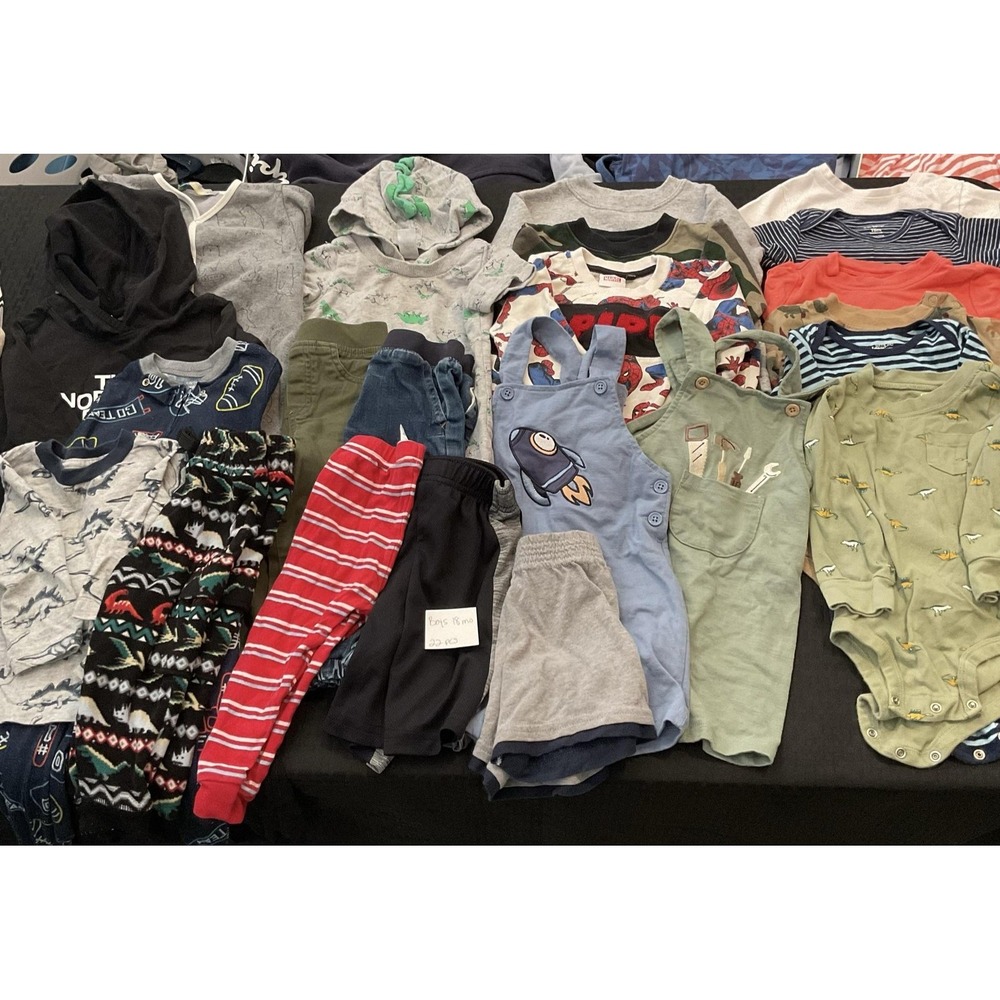 Mixed Brands 22pc Clothes Lot Boys 18M Multicolor Spidey Dino Rompers Outfits
